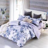 hot selling 100 cotton reactive print blue floral designer women bedding