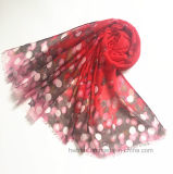 Spring Red Dots Printed Lady Scarf in 100% Polyester (HW04)