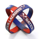 Custom Lacrosse Sport Debossed Rubber Band with Color Filled in