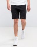 Jersey Shorts with Rips in Black