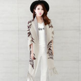 Women Fashion Viscose Nylon Knitted Fringe Winter Cardigan (YKY2068)