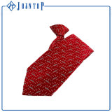 Woven Red Clip Necktie with Full Custom Logo