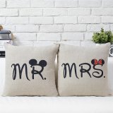 Hot Sale Couple Wedding Cotton Linen Throw Cushion Pillow