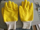 Yellow Latex Fully Coated Knit Wrist Safety Work Gloves (L032)
