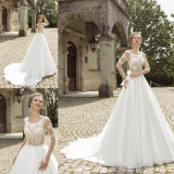 Lace Tulle Bridal Gowns A-Line Sheer Bodice Sexy Wedding Dresses Z9009