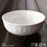White Porcelain with Emboss Classic Design Bowl