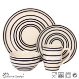 Ceramic Stoneware Black Strip 16PCS Dinner Set
