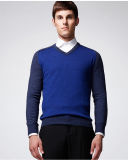 Long Sleeve Pure Colour V Neck Pullover Man Sweater
