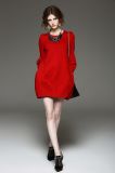 New Design Loose Fashion Red Dress for Spring
