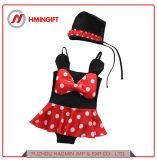 Children Baby Infants Mickey Minnie Swimwear Boys Girls Red Wave Point Swimming Swimsuit with Cap