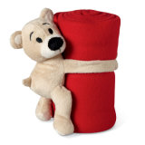 Children's Fleece Blanket with Teddy Bear Toy