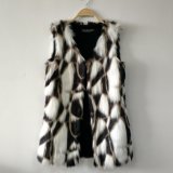 Colorful jacquard Weave Faux Fur Gilet Vest