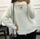 Collar Loose Women Pullover Sweater Woman (BTQ216)