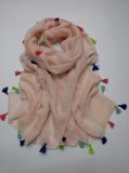 Ladies Fashion Solid Color Scarves with Tassel