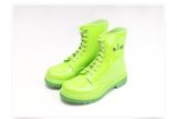 PVC Lace-up Ankle Rain Boots Women Cartoon Candy Colors Flat Heels Rainboots Water Shoes Woman Wellies