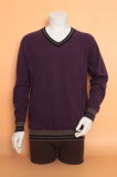 Men's Yak Wool/Cashmere V Neck Pullover Long Sleeve Sweater/Clothing/Garment/Knitwear