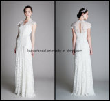 Lace Bridal Dress Prom Gown A-Line V-Neck White Wedding Dresses Z2039