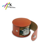 Leather PVC Watch Packaging Gift Round Box with Button, Zipper