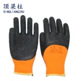 7g Orange Terry Acrylic Napping Liner Black Latex Coated Gloves