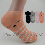 Combed Cotton Women's Smile Stripe Ankle Socks with High Quality