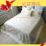 Full Embrodiery, Warm Yellow 5 Pieces Bedding Set