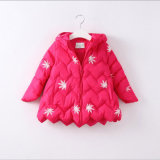 Quilting Seam Girl Cotton Coat with Embroidery Flower