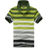 Wholesale 100% Cotton Stripe Pique Men's Polo Shirts