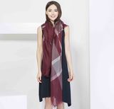 100%Cashmere Fashion Yarn Dye Plaid Square Scarf