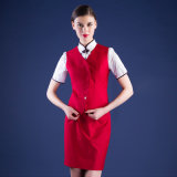 Formal Airline Stewardess Uniform Red Air Hostess Costume for Air Hostess Uniform