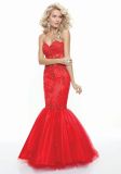 Lace Beading Mermaid Red Prom Dresses (PD3014)