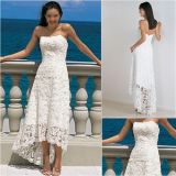 Stock Wedding Dress Strapless Lace Short Country Beach Hi-Low Bridal Gown H018