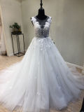 Ivory Beading Lace Prom Evening Dress Wedding Bridal Gown