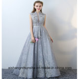 Elegant Sleeveless Prom Gown with Collar Applique Halter Evening Dress