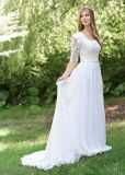 Amelie Rocky A-Line Chiffon Bridal Wedding Dress with Half Sleeves