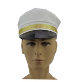 New Style Promotion White Yacht Sailor Costume Hat with Gold Strap