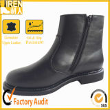 Genuine Cow Leather Black Army Ankle Boots