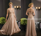 Silk Evening Dress Brown Lace Customized Prom Dress W1719