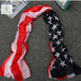 2018 New Fashion Lady Viscose Scarf with America Flag Printed