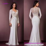 Elegant Long Sleeves Lace Top Wedding Dress with Full Lace Illusion Back