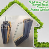 America Style Aluminum Awning Window for Villa, Elegant Wooden Coating Casement Window for High-End Villa