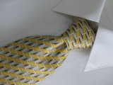 Fashion Yellow Colour Check Design 100% Silk Printing Ties