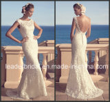 Scoop Neckline Beach Country Bridal Gown Lace Backless Wedding Dress Cab2183
