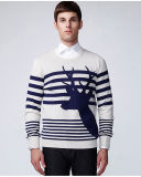Long Sleeve Pullover Pattern Jacquard Knitted Men Sweater