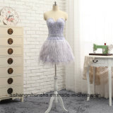 A-Line Sweetheart Short Feather Beaded Crystals Backless Cocktail Prom Dress