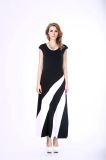 Woman Summer Celeb Style Short Sleeve Slim Maxi Dress with Belt Beach Long Dress