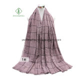 Cotton Literary Style Plaid Tie-Dye Shawl Lady Fashion Scarf