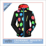 Colorful Printing Fashion Women Ski Jacket with Hood