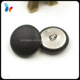 Genuine Black Leather Covered Metal Shank Button