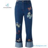Fantastic Embroidery Cropped Jeans Women Denim