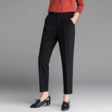 Fashion Design Black Office Casual Ninth Pants for Womens